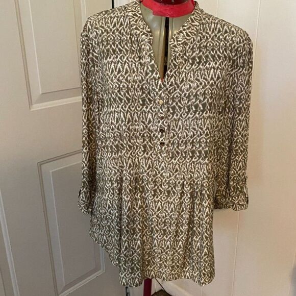 New Direction Boho Geometric V-Neck Women Top Size XL - Picture 1 of 6